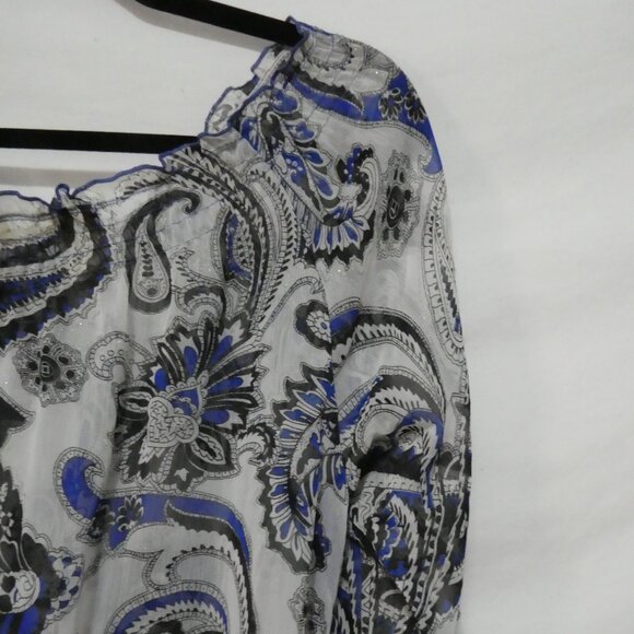 Y2K - LOVESTITCH | medium | Paisley Print Bohemian Blouse | Lace Up Neck - Picture 12 of 15